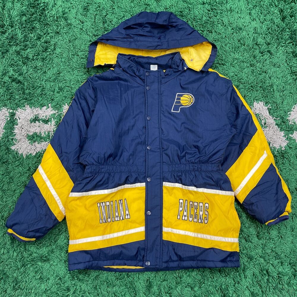 Vintage 90s Indiana Pacers Mighty Mac Puffer Parka Jacket Coat Large 16/18 B12